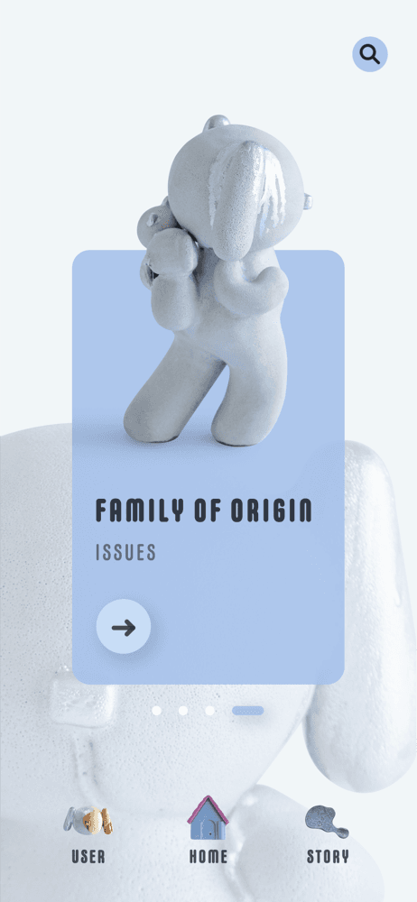 Blue app home screen for family context issues