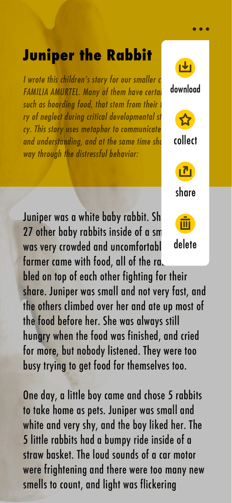 Long-form story reading screen in the app